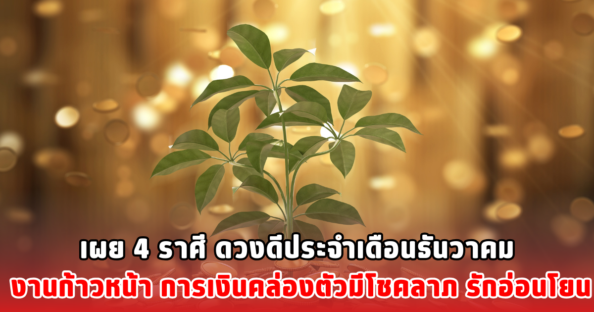 เผย 4 ราศี ดวงดีประจำเดือนธันวาคม งานก้าวหน้า การเงินคล่องตัวมีโชคลาภ รักอ่อนโยน